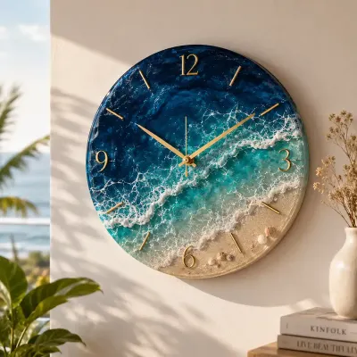 Resin Ocean Wave Beach Wall Clock